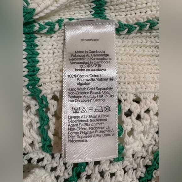 Madewell Crew Neck Open-Stitch Sweater Tee in Green Stripe. Size Small. NWT - Picture 11 of 16